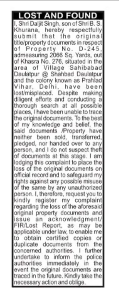 Lost and Found – Original Property Documents