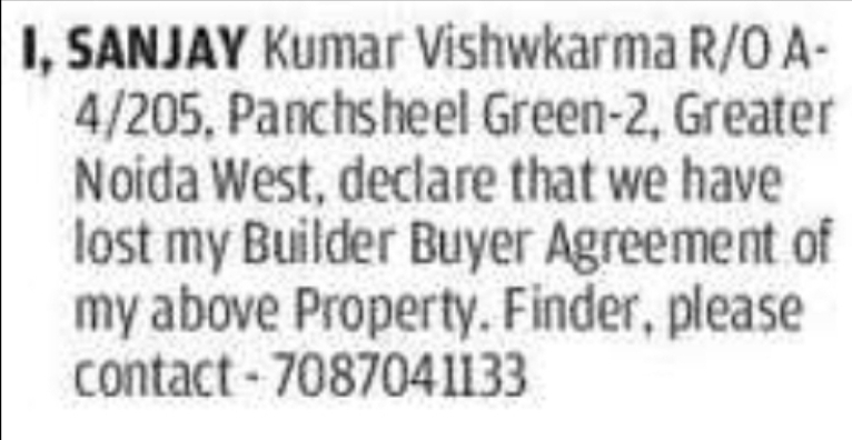 Lost Builder Buyer Agreement Notice