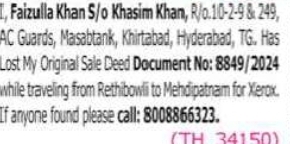 LOST DOCUMENT NOTICE