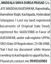 Lost Document Notice