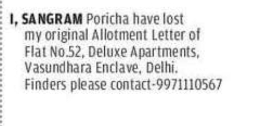 Lost Notice