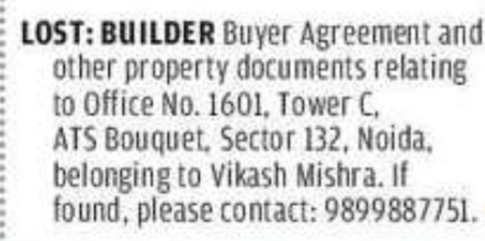Lost Property Documents Notice