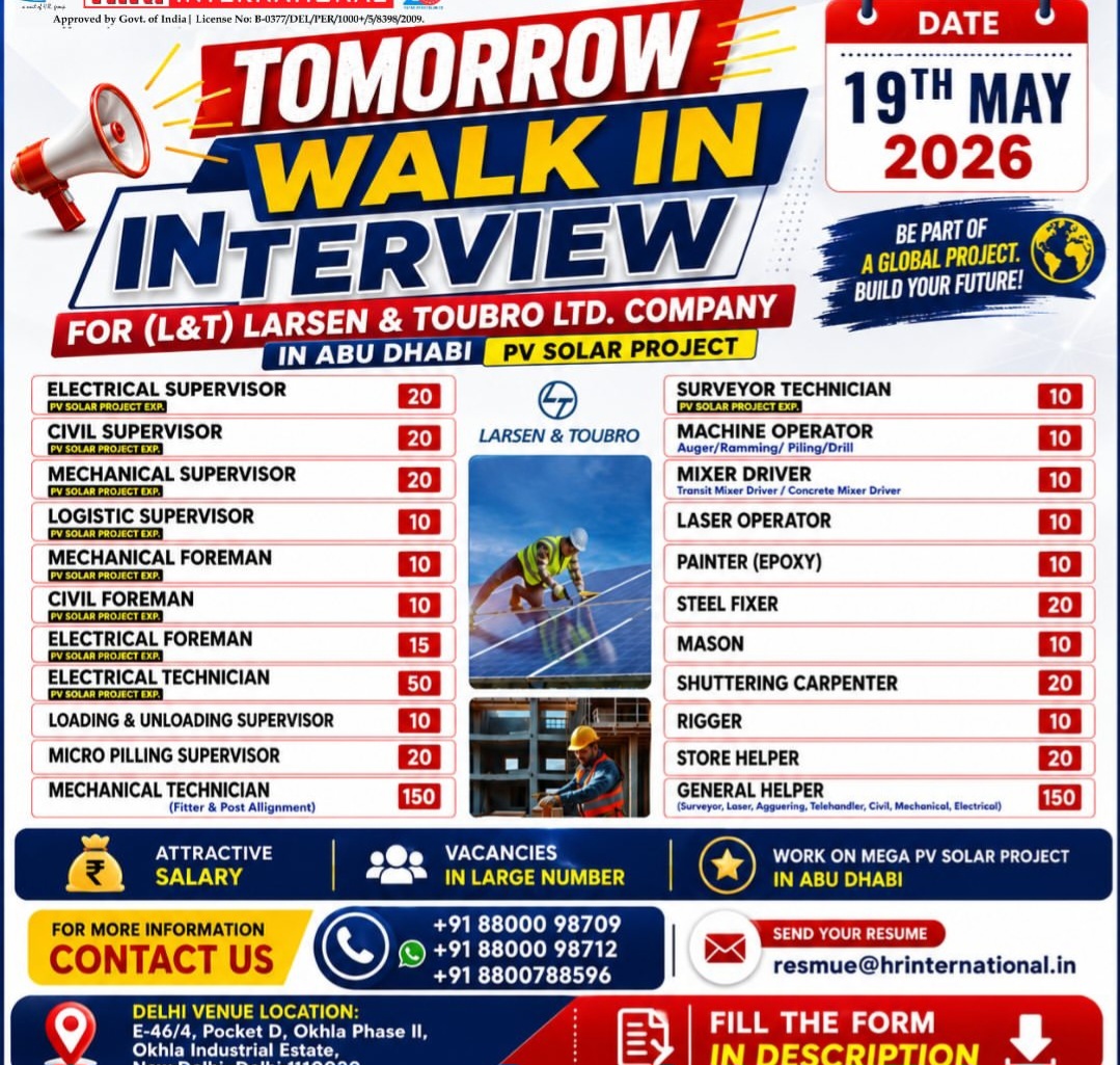 L&T (Larsen & Toubro Ltd.) – Abu Dhabi PV Solar Project Hiring