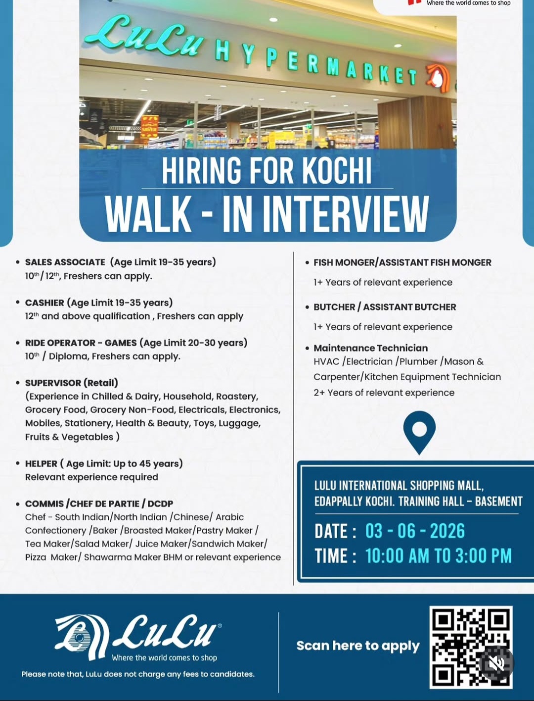 Lulu Hypermarket Walk-in Interview