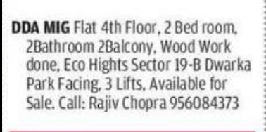 Luxury DDA MIG flat for sale in Eco Heights,