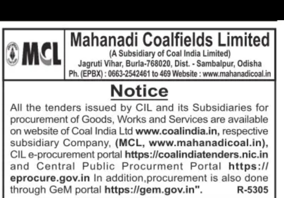 Mahanadi Coalfields Limited Procurement Notice