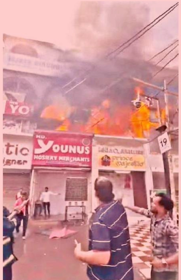 Major blaze breaks out at shopping complex in Pathergatti; no casualties