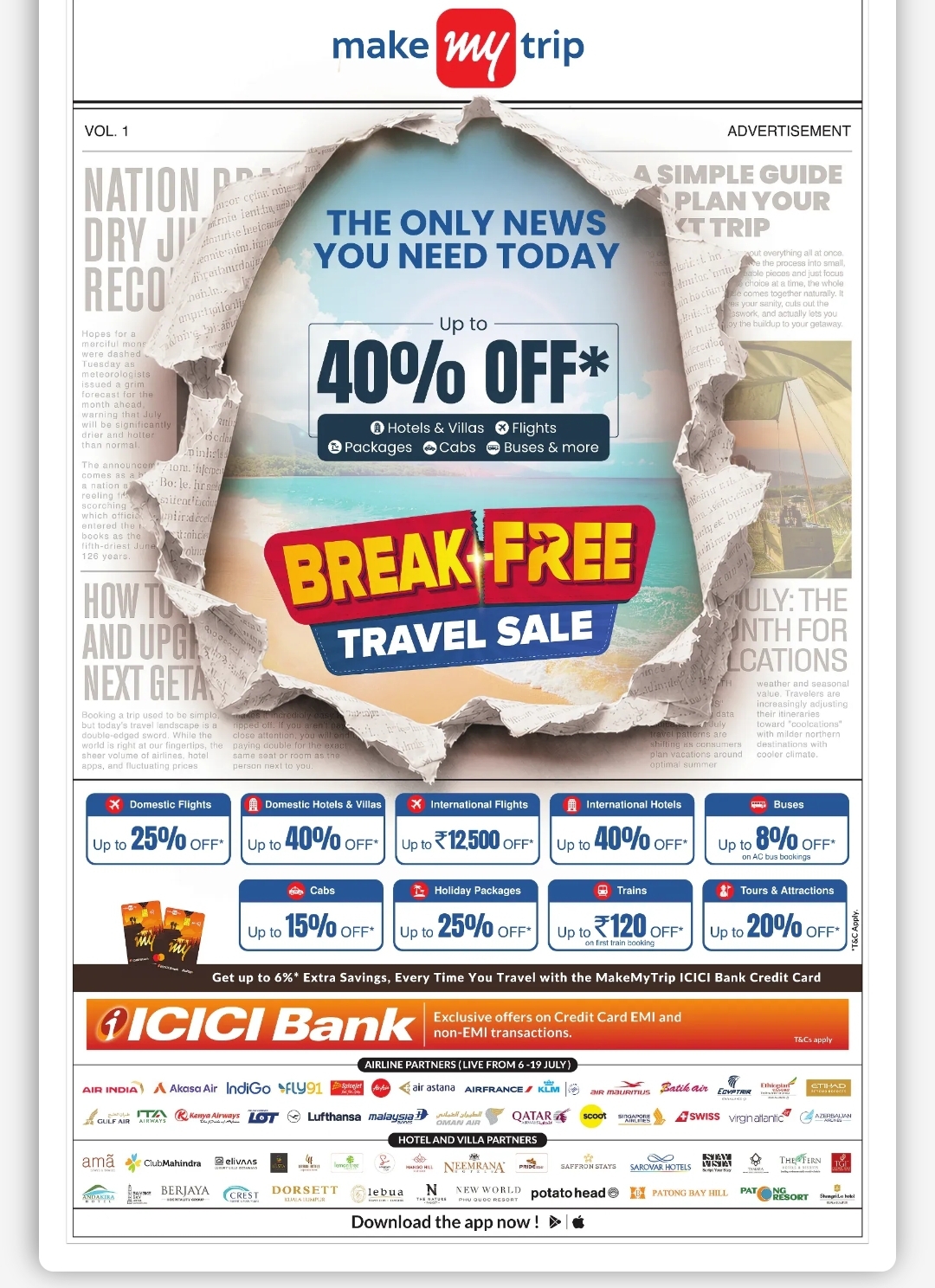 MakeMyTrip Travel Sale – Save Up to 40% on Flights, Hotels, Packages & More