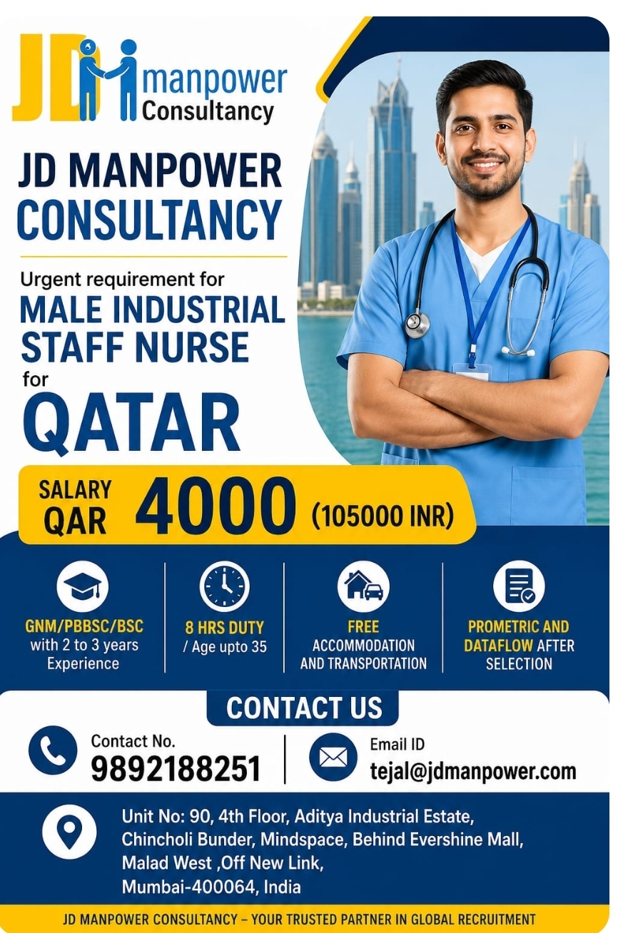 Male Industrial Staff Nurse vacancy
