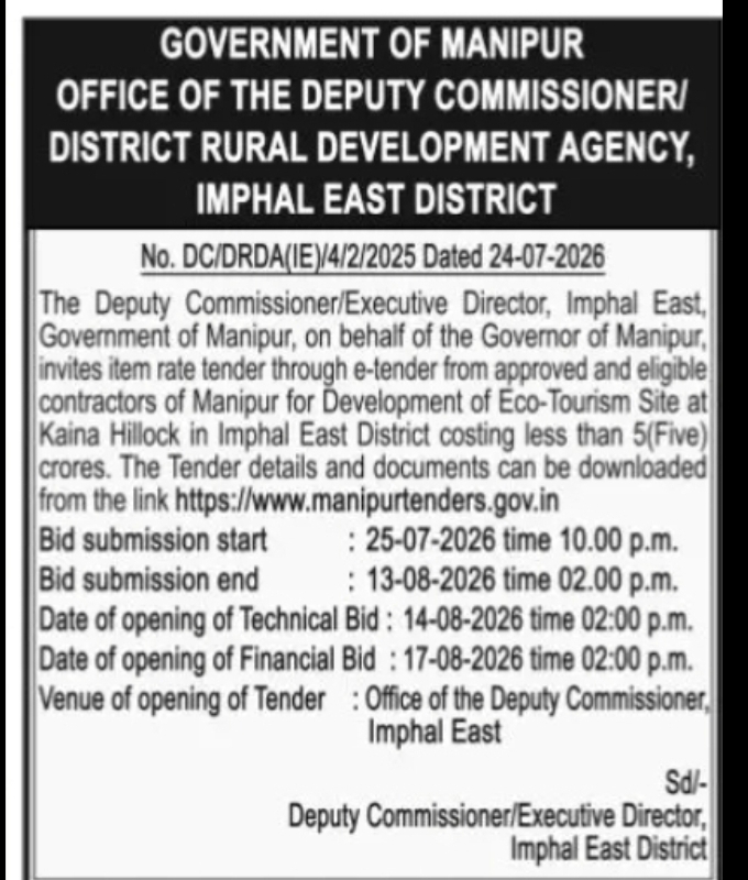Manipur Government E-Tender – Development of Eco-Tourism Site