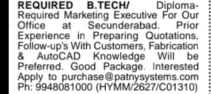 Marketing Executive | Secunderabad