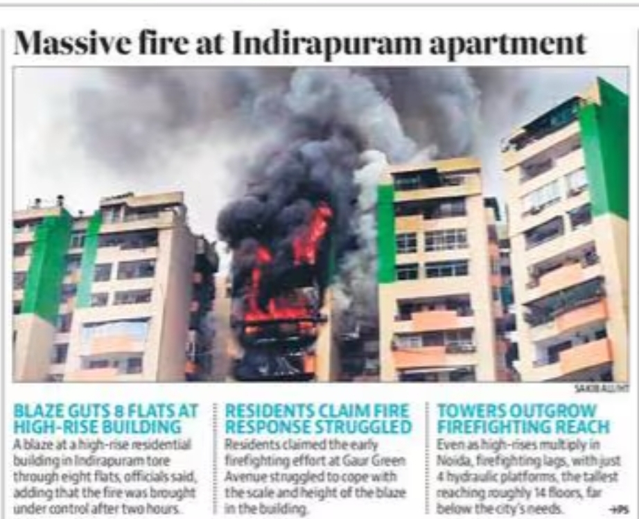 Massive fire breaks out at a high-rise in Indirapuram 🔥