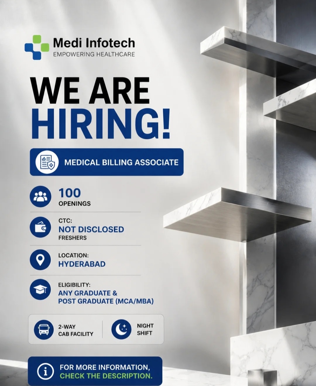 Medi Infotech is hiring Medical Billing Associates in Hyderabad.