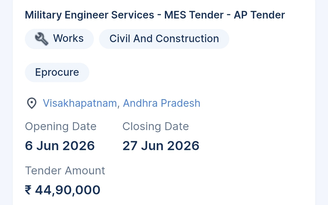 Military Engineer Services - MES Tender - AP Tender