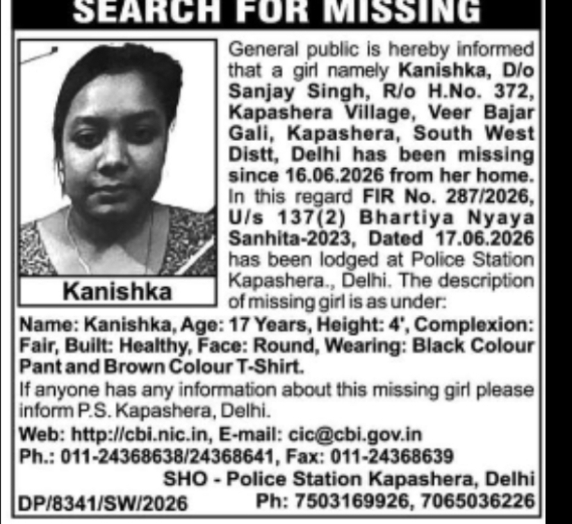 Missing Girl – Kanishka (Delhi)