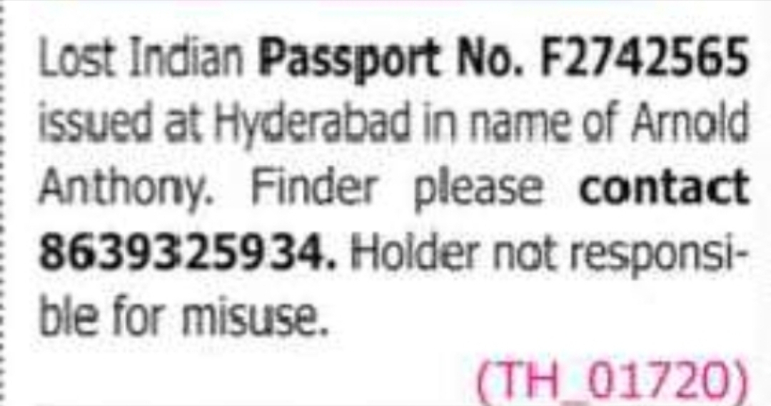 ⚠️ MISSING INDIAN PASSPORT