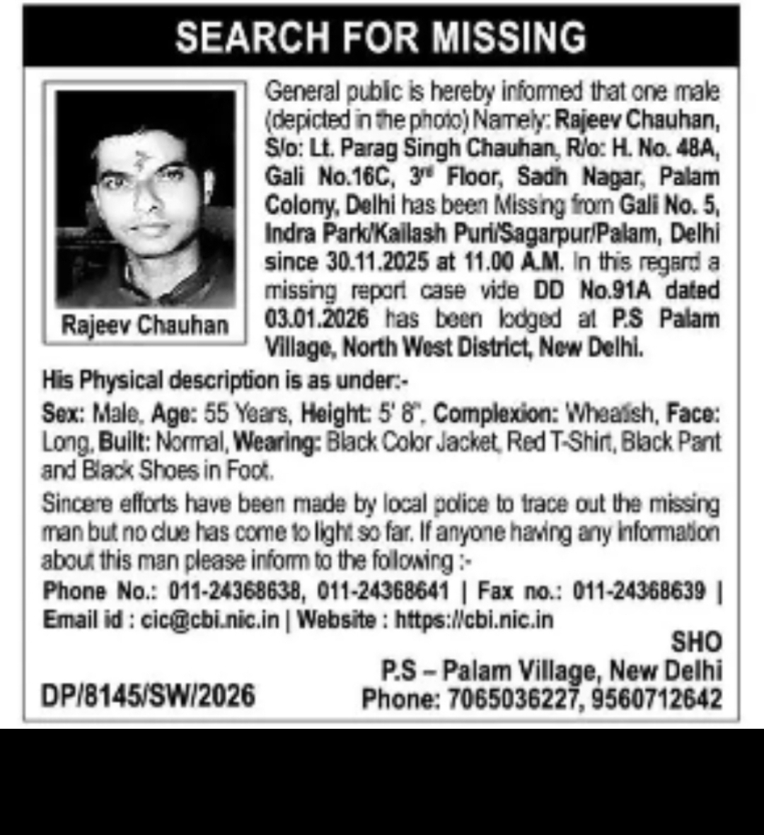 MISSING PERSON NOTICE