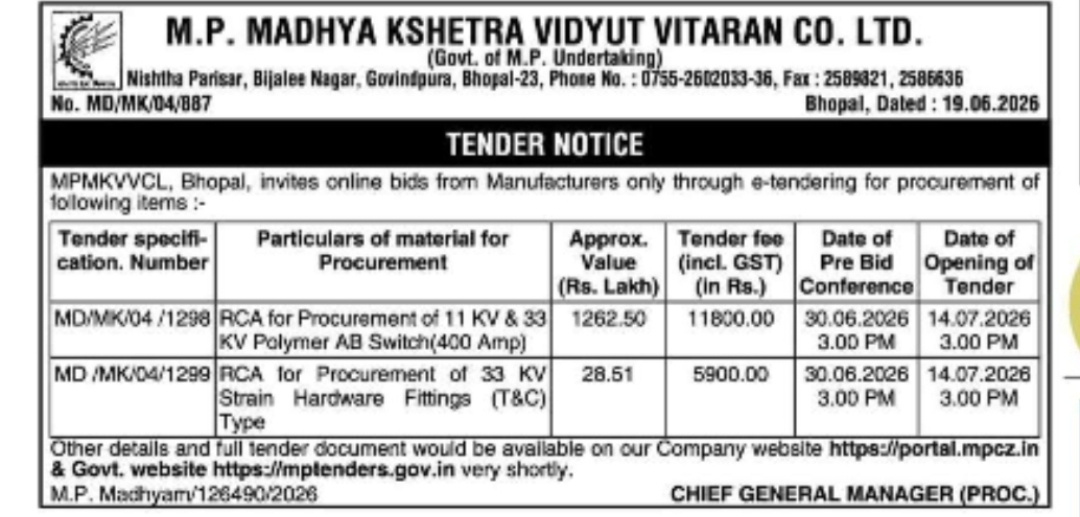 MPMKVVCL Tender Notice