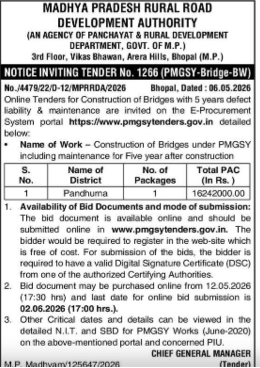 MPRRDA Bridge Construction Tender