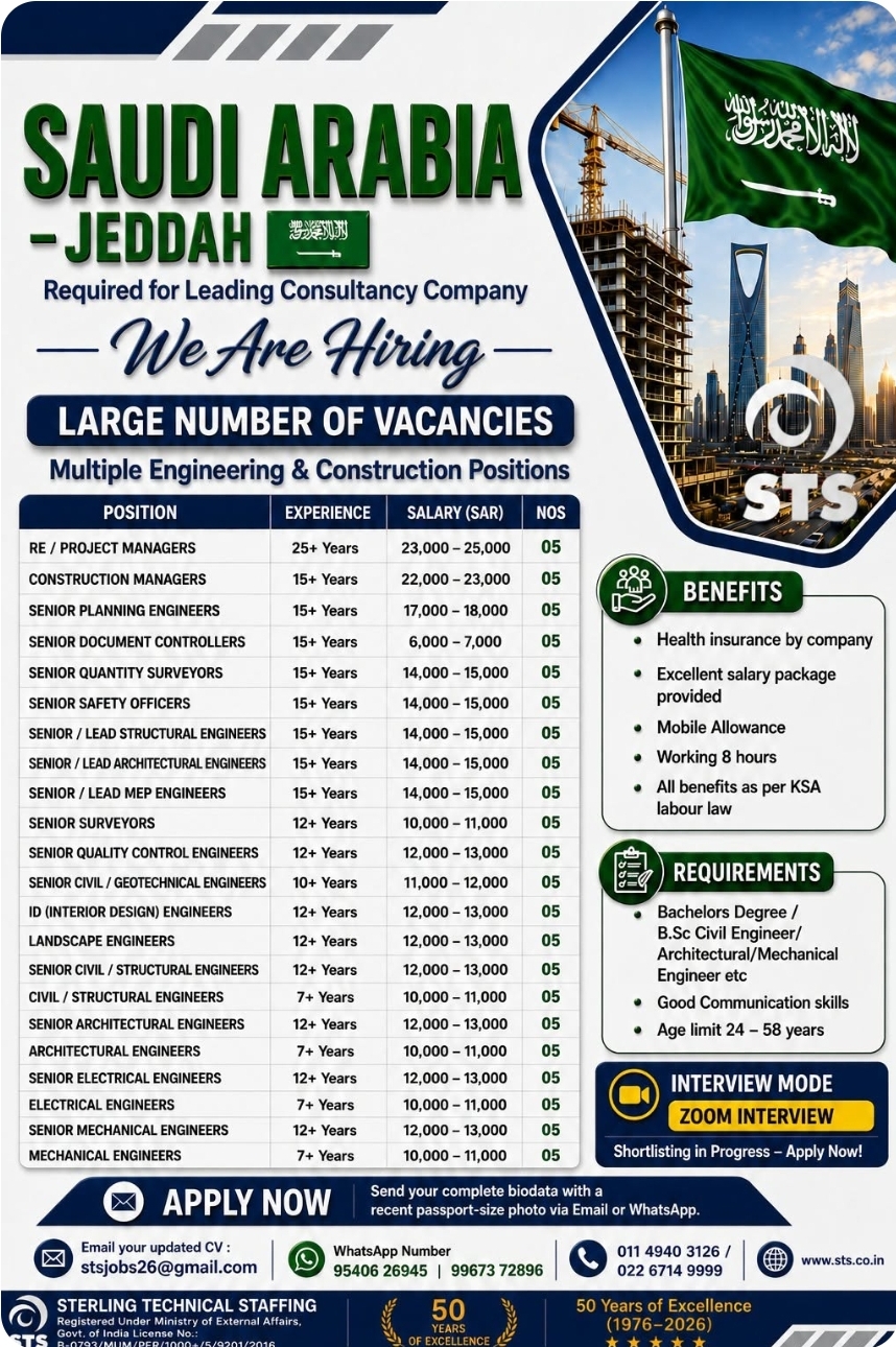Multiple Engineering & Construction Positions
