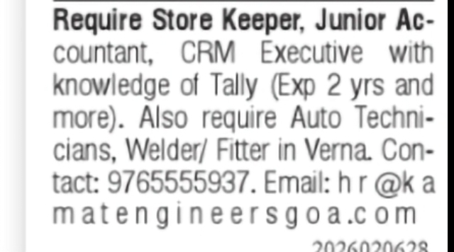 Multiple Positions Required – Verna