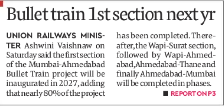 Mumbai–Ahmedabad Bullet Train First Section to Open in 2027