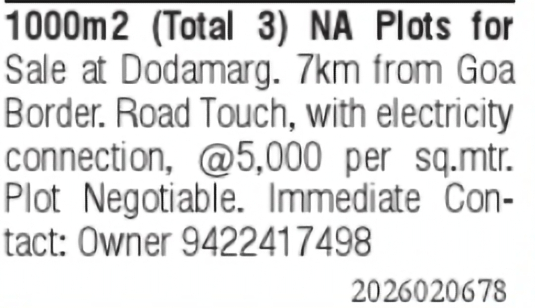 NA Plots for Sale at Dodamarg Near Goa Border