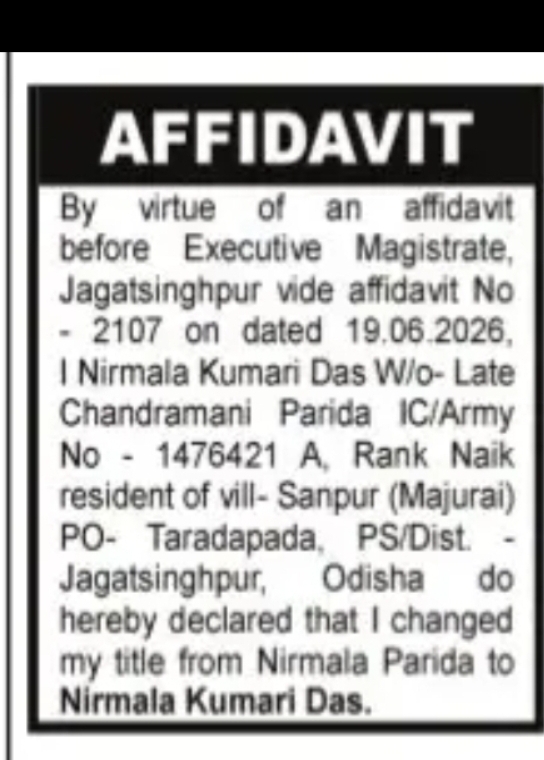 Name Change Affidavit (Nirmala Kumari Das)