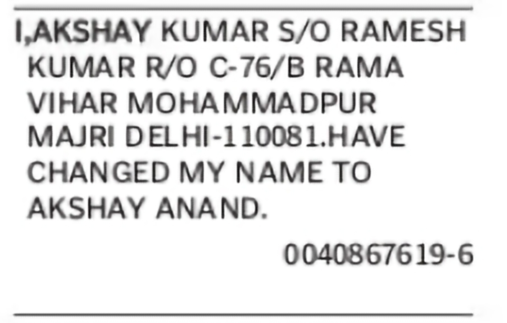 Name Change – Akshay Kumar to Akshay Anand