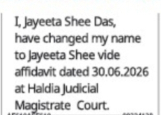 Name Change Declaration – Jayeeta Shee