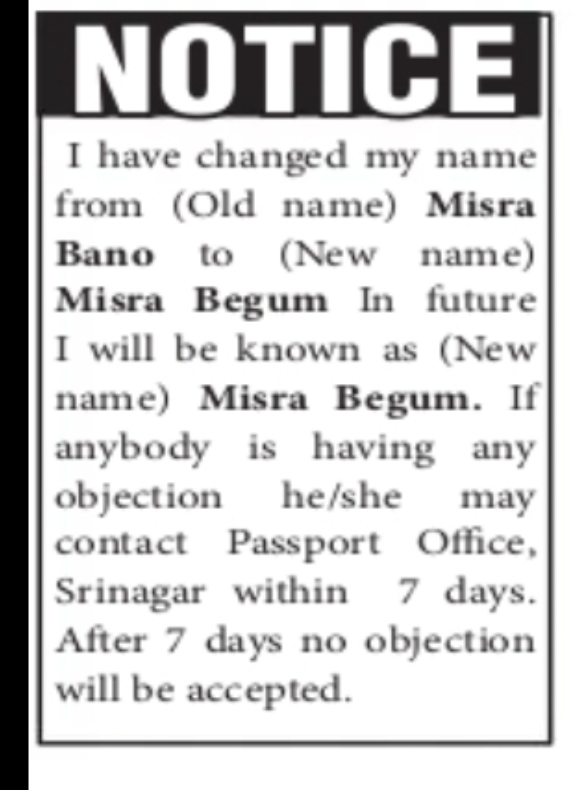 Name Change Declaration