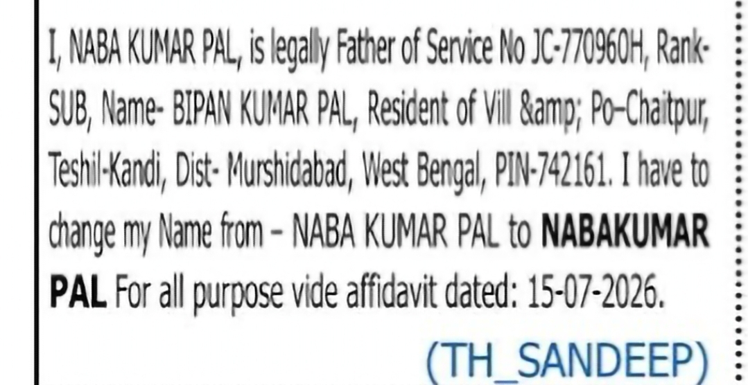 Name Change Notice – Nabakumar Pal