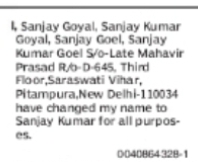 Name Change Notice – Sanjay Kumar