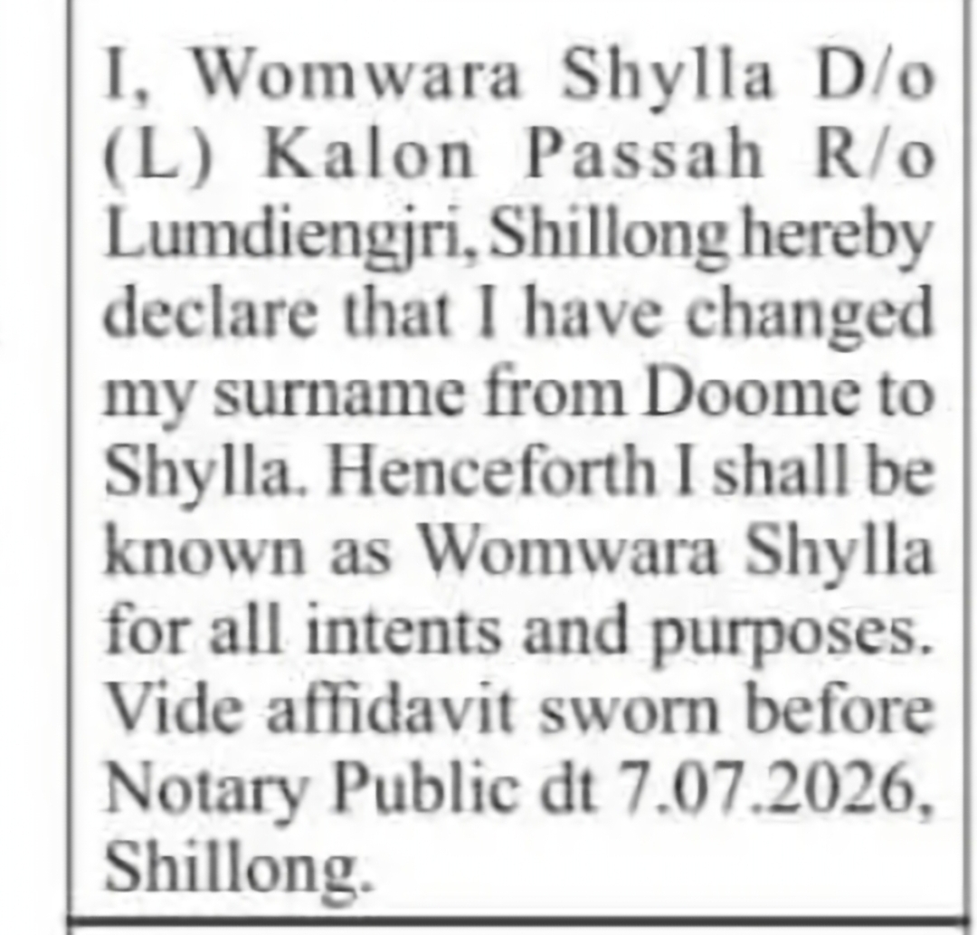 Name Change Notice – Womwara Shylla