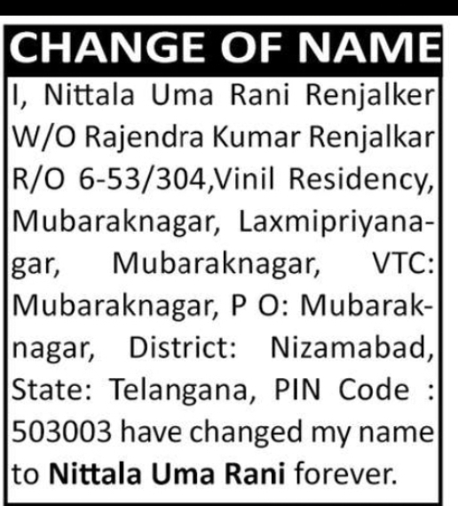Name Change Notice