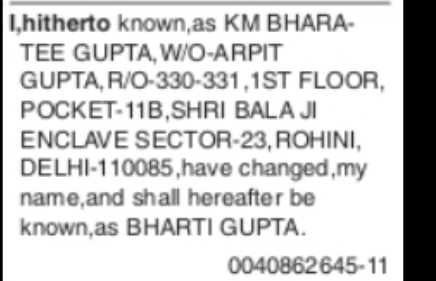 Name Change Notice