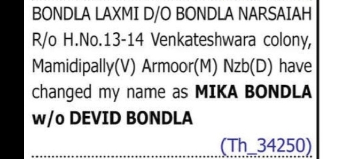 NAME CHANGE NOTICE