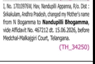 NAME CORRECTION NOTICE – NANDUPILLI FAMILY