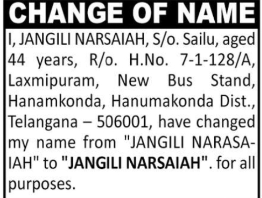 Name Correction Notice