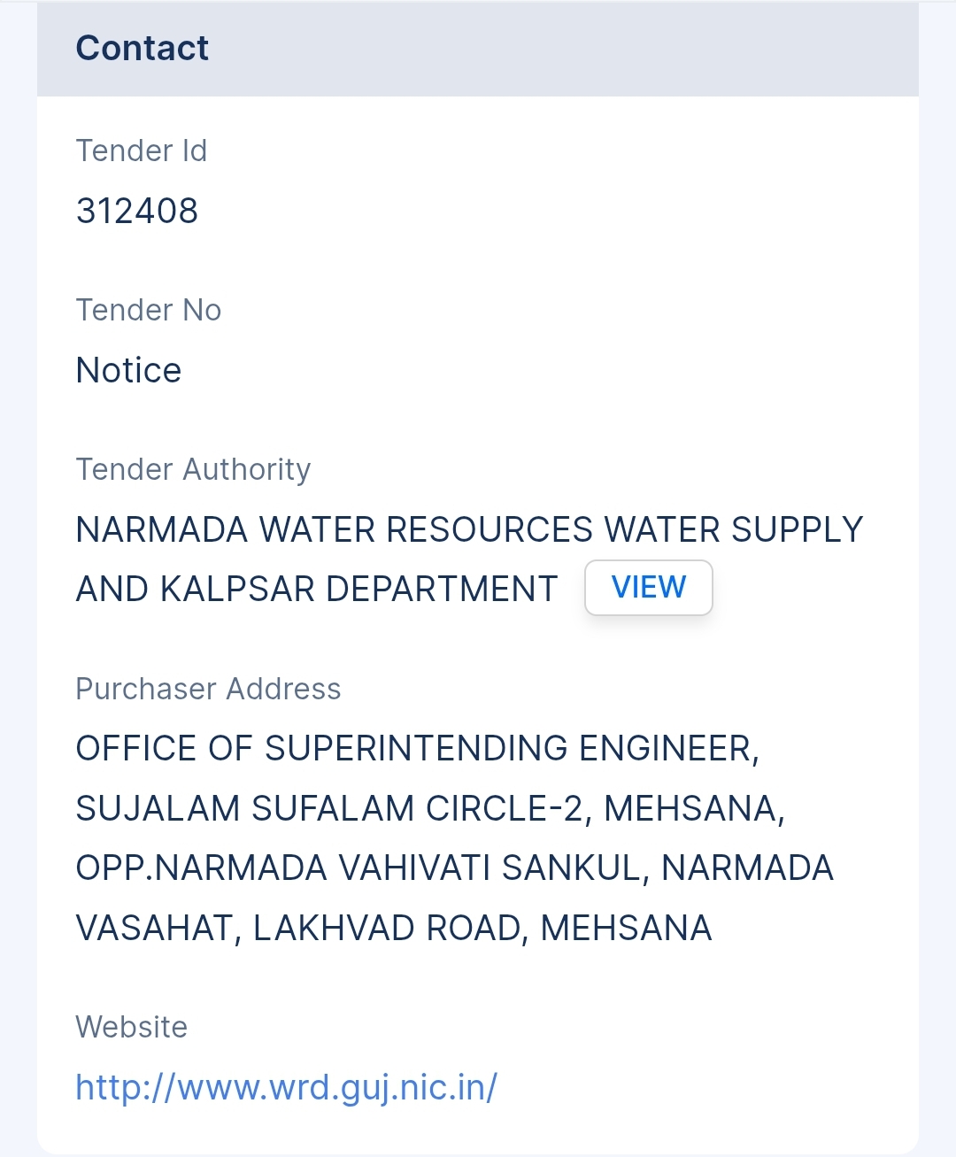 Narmada Water Resources Water Supply And Kalpsar Department - NWRWS Tender - Gujarat Tender