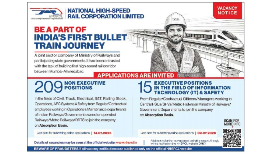 National High Speed Rail Corporation Limited (NHSRCL) Recruitment Notice
