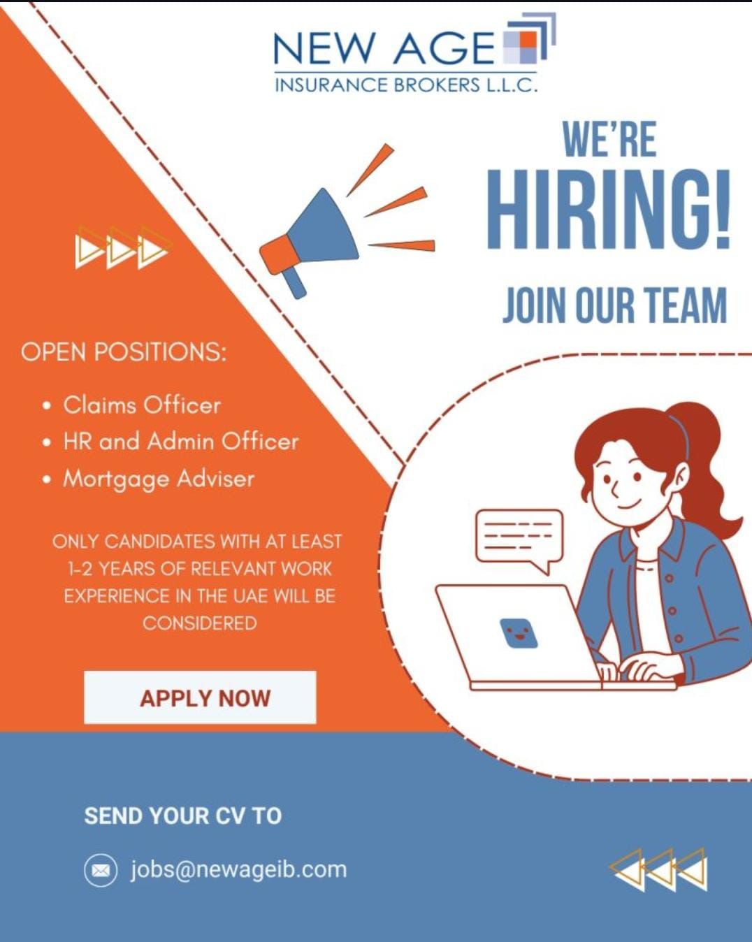 NEW AGE INSURANCE BROKERS L.L.C. – Hiring Now!