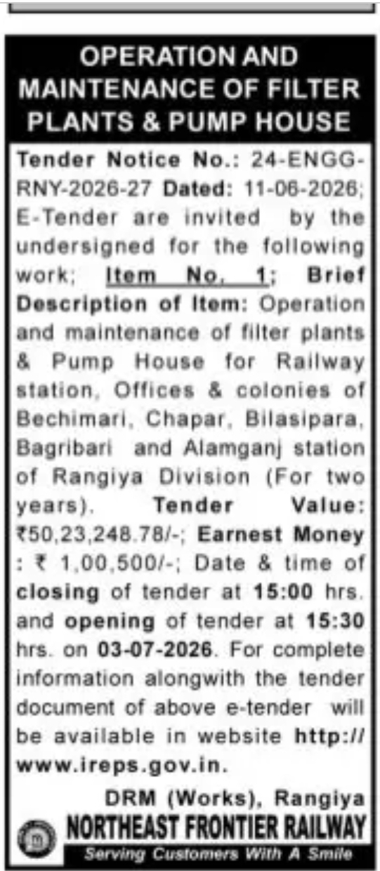 NORTHEAST FRONTIER RAILWAY – RANGIYA DIVISION