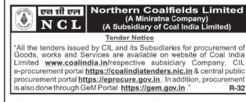 Northern Coalfields Limited (NCL) Tender Notice – Coal India E-Procurement Opportunities