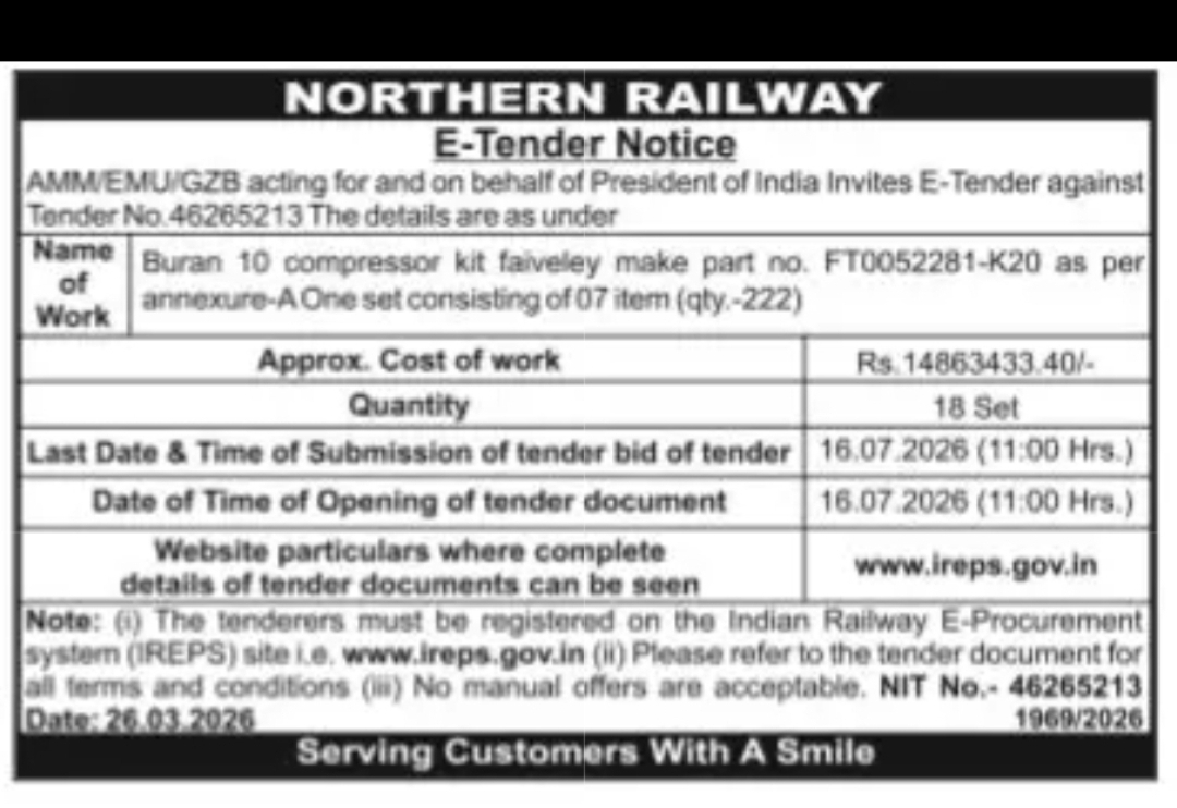 Northern Railway E-Tender Notice