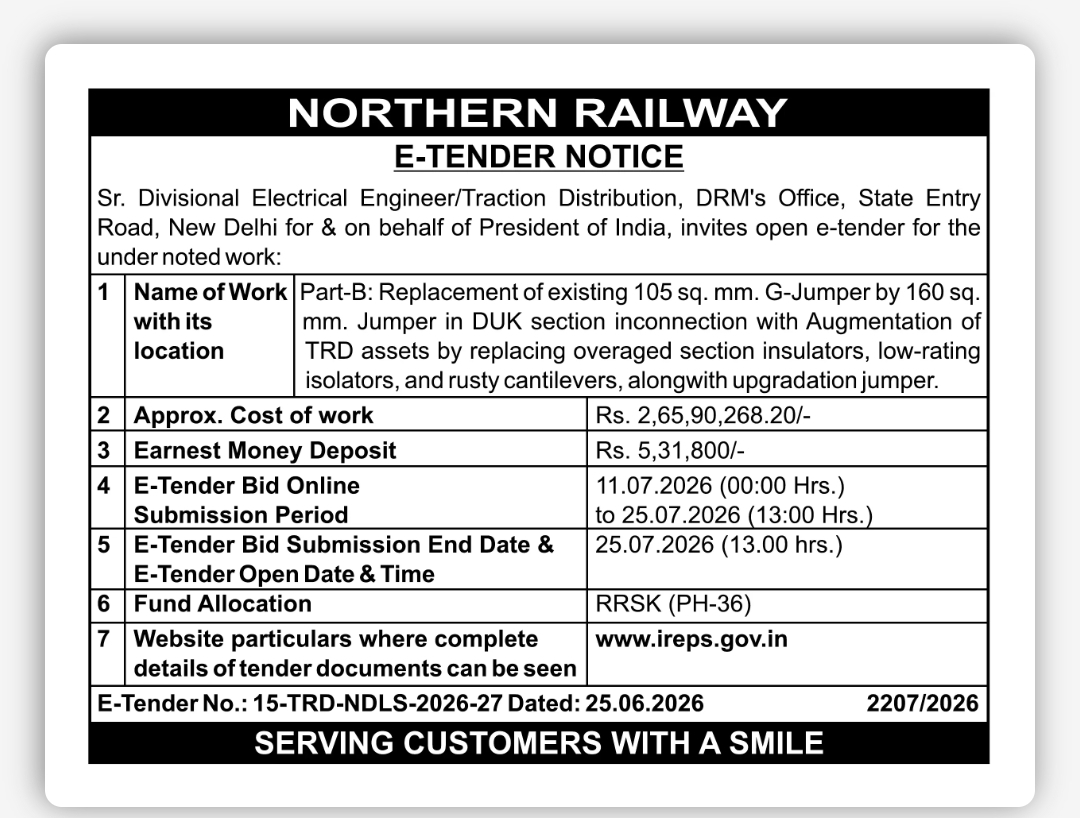 Northern Railway E-Tender Notice