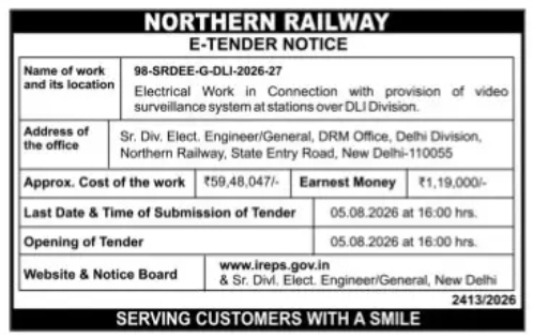 Northern Railway Tender – Mechanical Work for WAP5 Locomotives