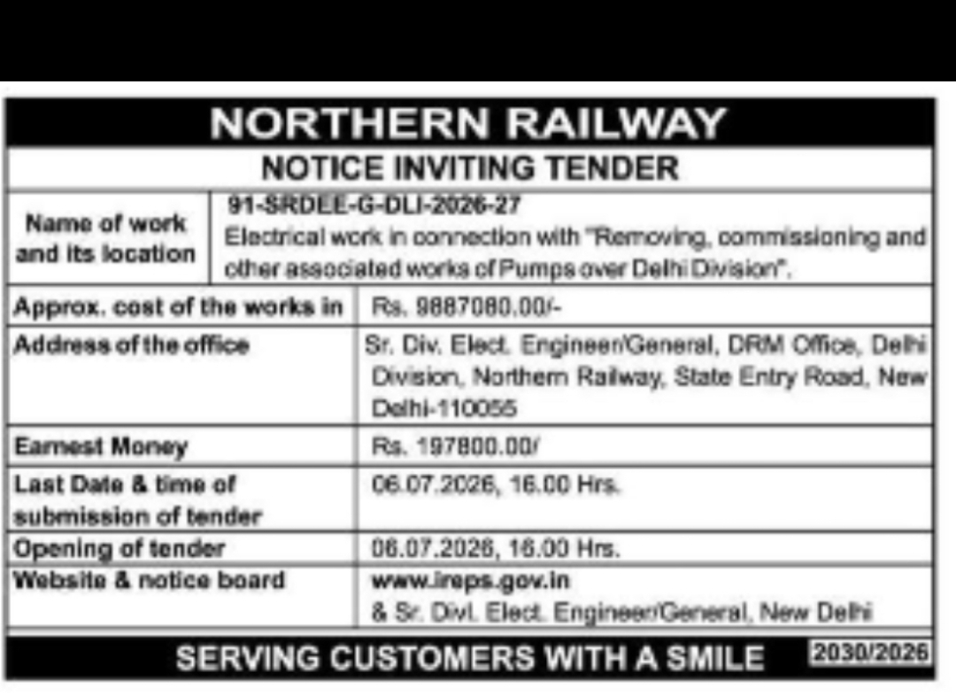 Northern Railway Tender Notice
