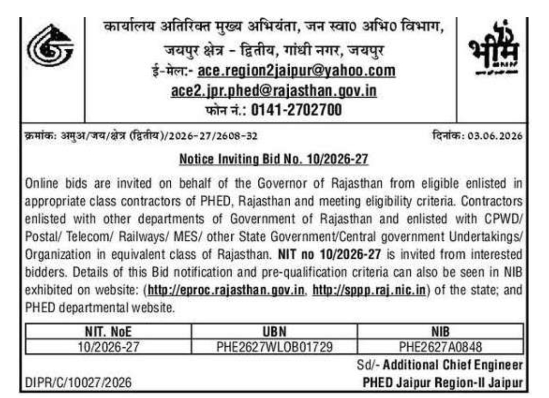 Notice Inviting Bid No. 10/2026-27
