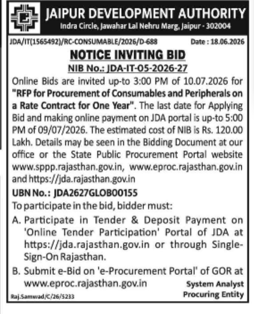 NOTICE INVITING BID